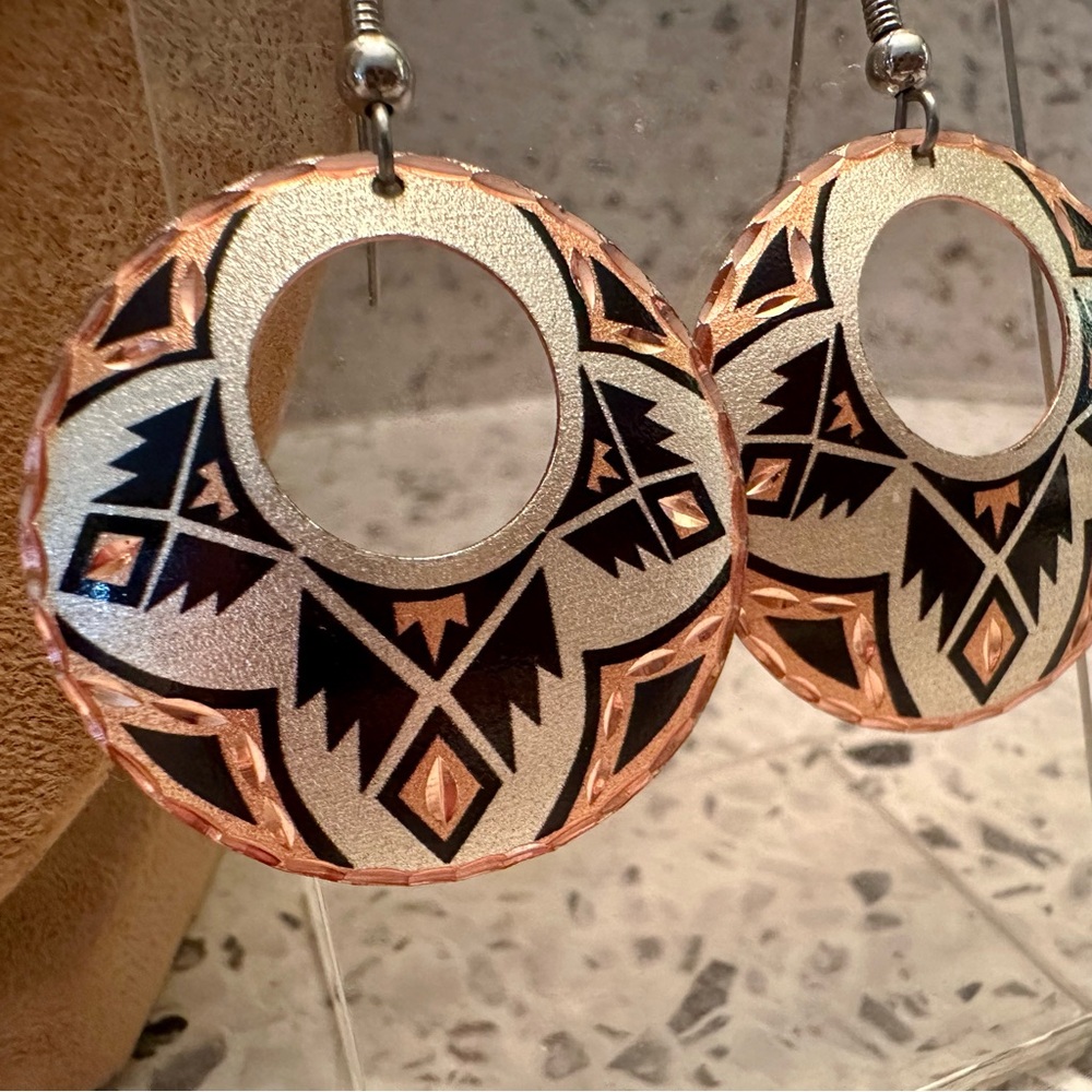 Copper tone and brushed silver Heart necklace set - Picture 7 of 9
